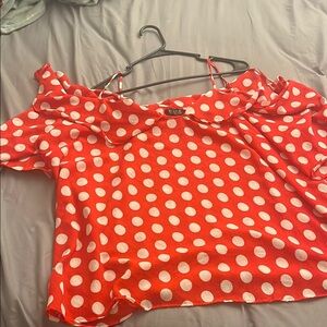 Rouge Helium Red Ruffled Relaxed Blouse